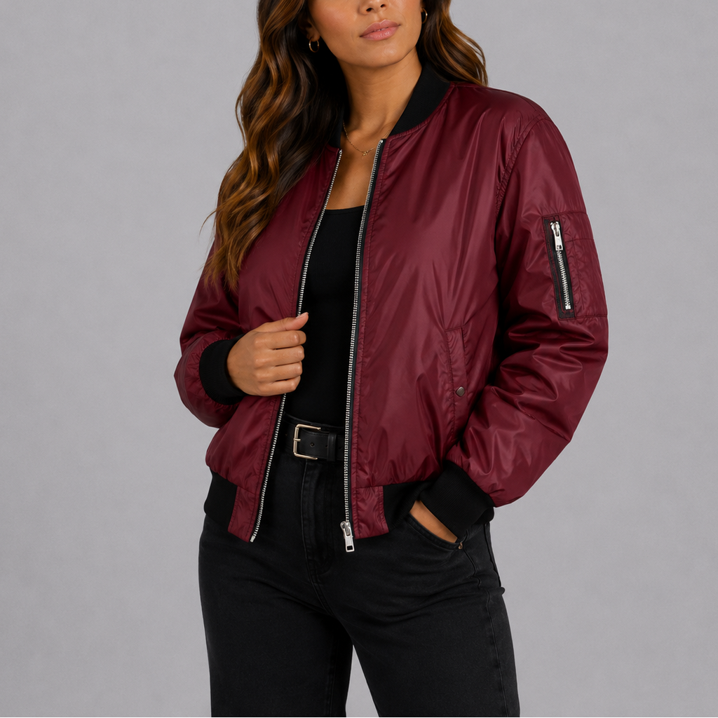 Bomber Jacket Black Lightweight Zip-Up Women's – Casual, Office, Holiday, Gift · Werune