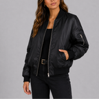 Bomber Jacket Black Lightweight Zip-Up Women's – Casual, Office, Holiday, Gift · Werune