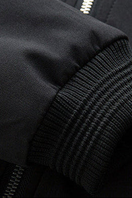 Bomber Jacket Black Men's Zip-Up with Sleeve Pocket – Casual, Office, Holiday, Gift