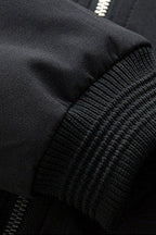 Bomber Jacket Black Men's Zip-Up with Sleeve Pocket – Casual, Office, Holiday, Gift