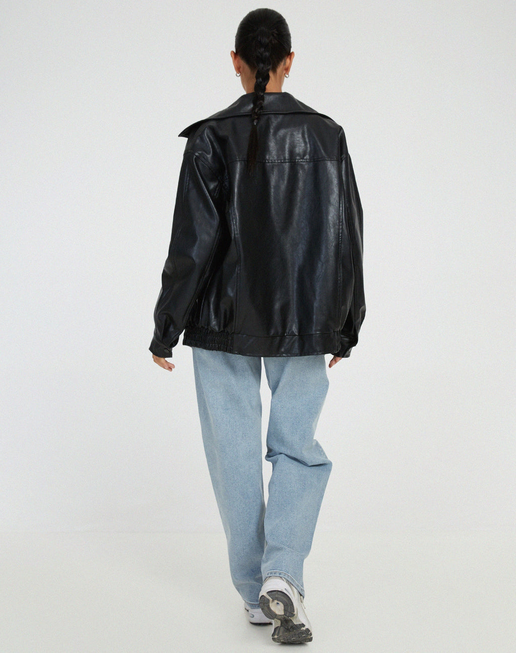 Bomber Jacket Faux Leather Women's Oversized Brown Zip Front – Casual, Holiday · Werune