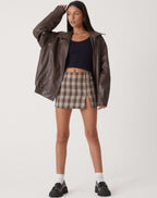 Bomber Jacket Faux Leather Women's Oversized Brown Zip Front – Casual, Holiday · Werune