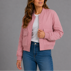 Bomber Jacket Women's Navy Snap-Button – Casual, Office, Holiday, Gift · Werune