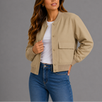 Bomber Jacket Women's Navy Snap-Button – Casual, Office, Holiday, Gift · Werune