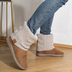 Bootie Slippers Knit-Cuff Faux Suede Fleece-Lined Women's – Home, Cosy Indoor, Winter, Gift
