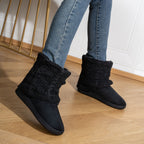 Bootie Slippers Knit-Cuff Faux Suede Fleece-Lined Women's – Home, Cosy Indoor, Winter, Gift