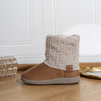 Bootie Slippers Knit-Cuff Faux Suede Fleece-Lined Women's – Home, Cosy Indoor, Winter, Gift