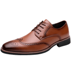 Brogue Dress Shoes Leather Black Men's Lace-Up Wingtip – Office, Wedding, Formal, Gift