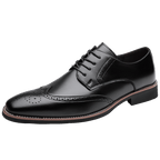 Brogue Dress Shoes Leather Black Men's Lace-Up Wingtip – Office, Wedding, Formal, Gift