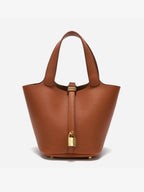 Bucket Bag Leather Black Women's with Padlock – Casual, Office, Gift, Everyday Handbag
