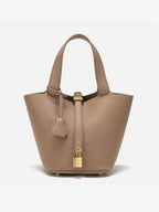 Bucket Bag Leather Black Women's with Padlock – Casual, Office, Gift, Everyday Handbag