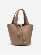 Bucket Bag Leather Black Women's with Padlock – Casual, Office, Gift, Everyday Handbag