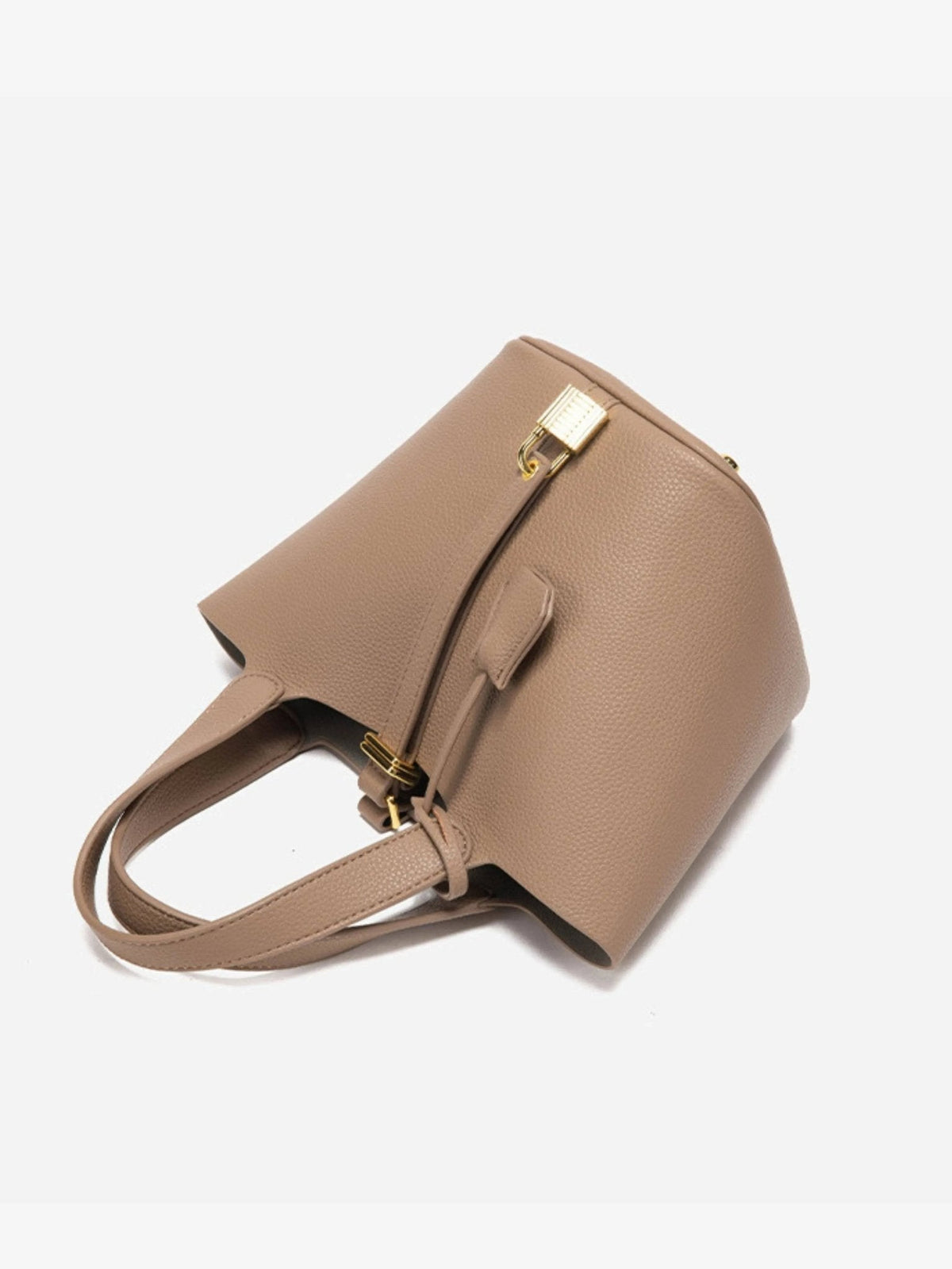 Bucket Bag Leather Black Women's with Padlock – Casual, Office, Gift, Everyday Handbag