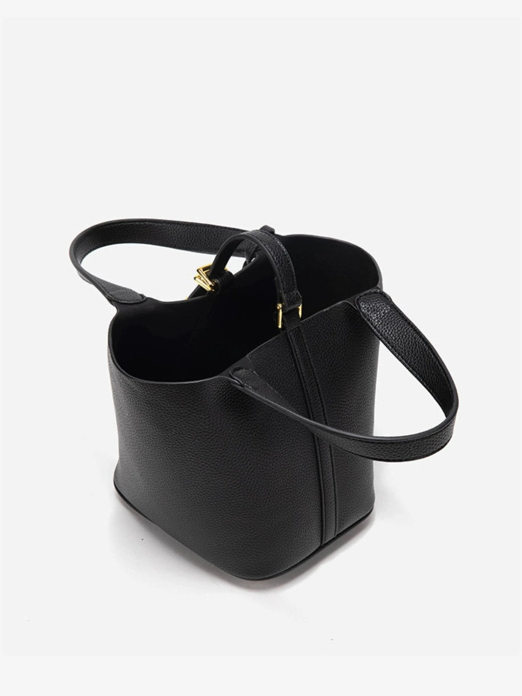 Bucket Bag Leather Black Women's with Padlock – Casual, Office, Gift, Everyday Handbag