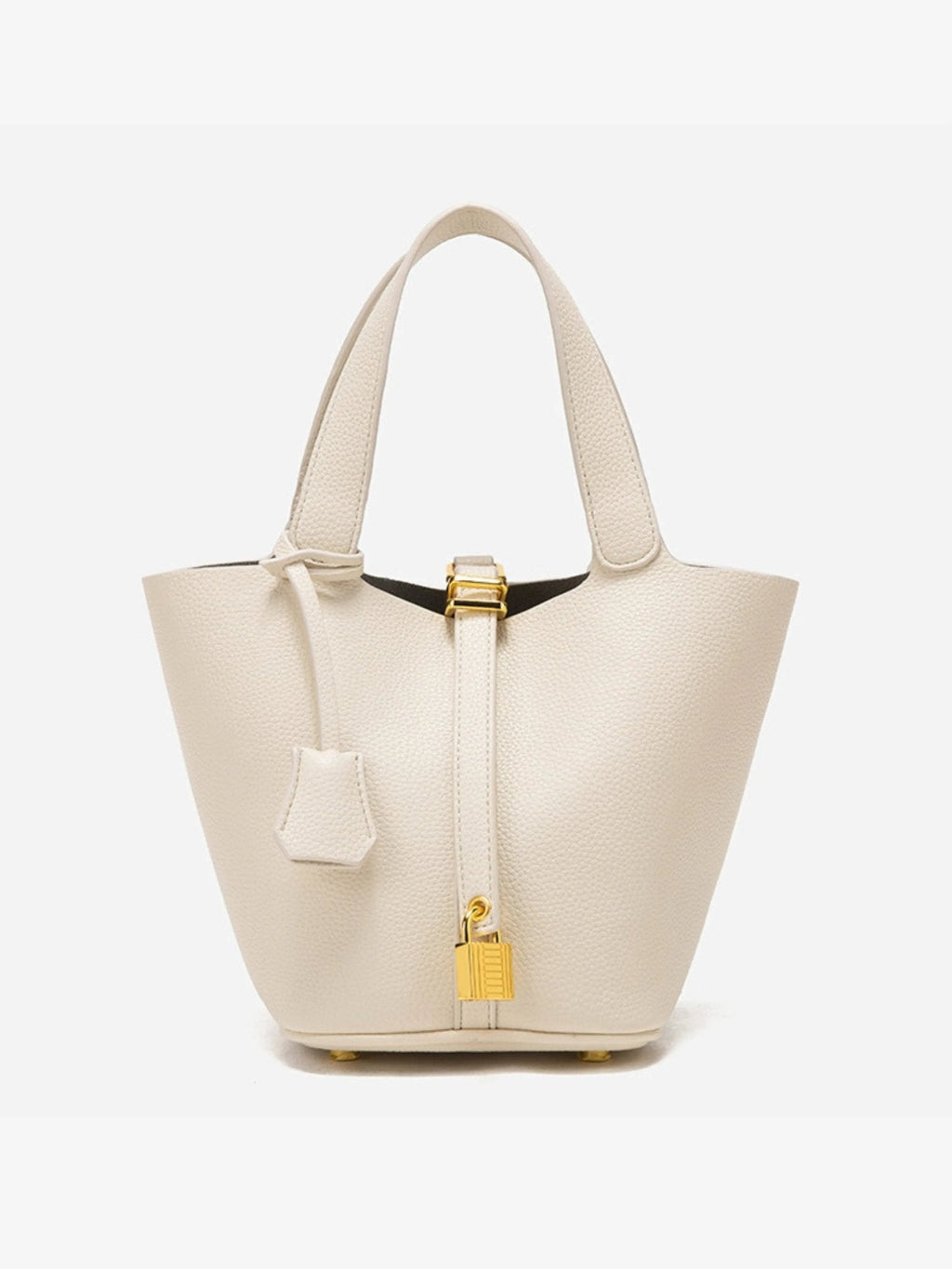 Bucket Bag Leather Black Women's with Padlock – Casual, Office, Gift, Everyday Handbag