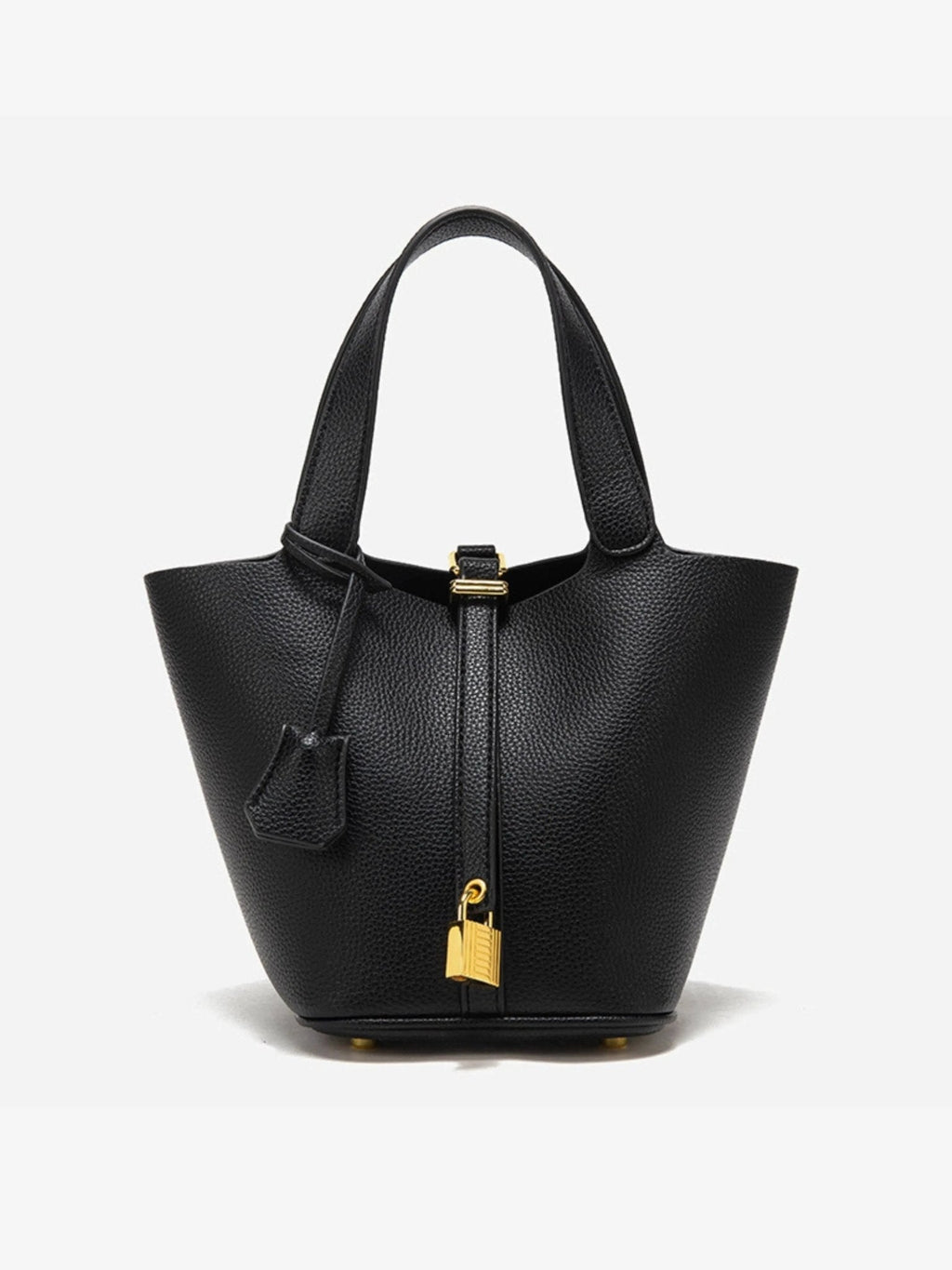Bucket Bag Leather Black Women's with Padlock – Casual, Office, Gift, Everyday Handbag