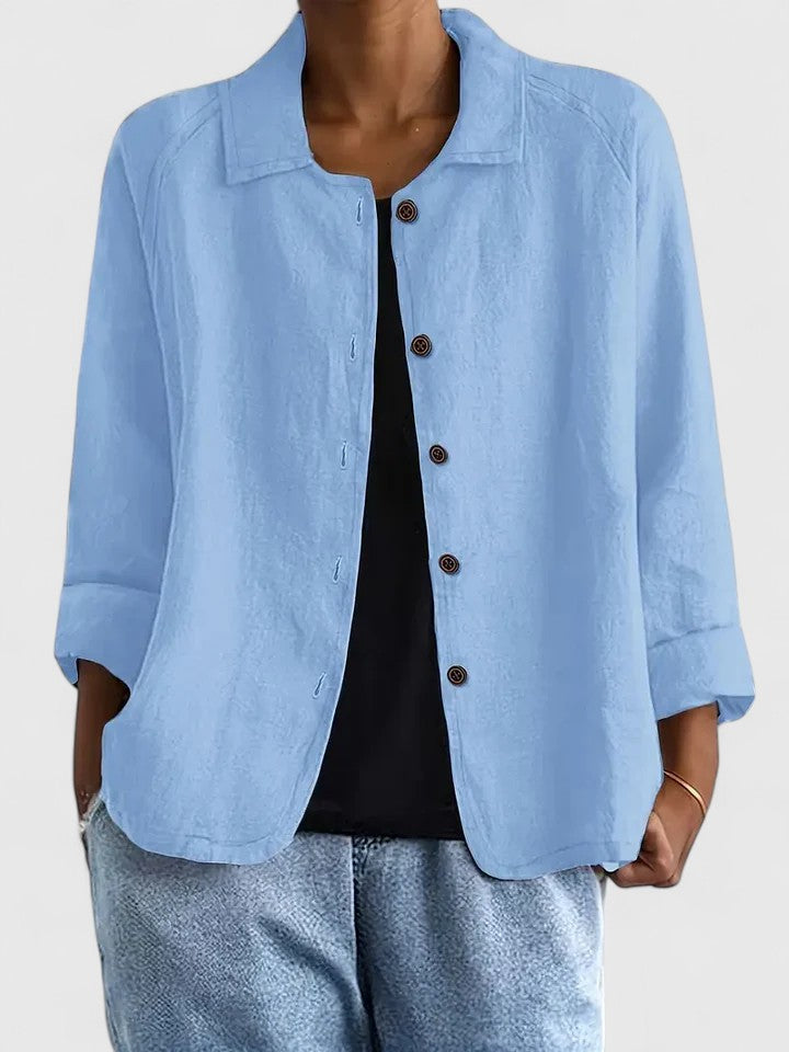 Button-Up Shirt Jacket Women's Pink Collared Long Sleeve Loose Fit – Casual, Office