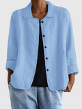 Button-Up Shirt Jacket Women's Pink Collared Long Sleeve Loose Fit – Casual, Office