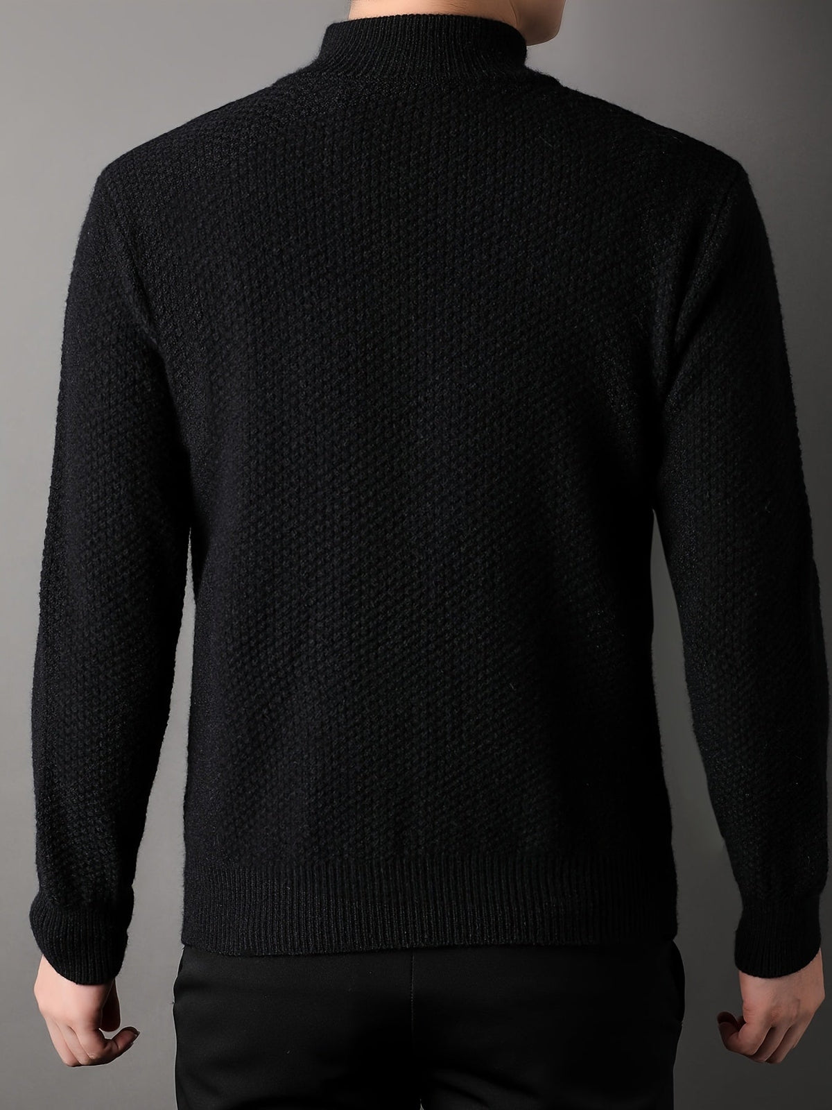 Cable Knit Cardigan Black Men's Button-Front Sweater with Pockets – Casual, Office, Holiday, Gift