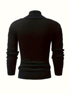 Cable Knit Cardigan Black Men's Button-Up Sweater – Casual, Office, Autumn Layering, Gift