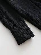 Cable Knit Cardigan Black Men's Button-Up Sweater – Casual, Office, Autumn Layering, Gift