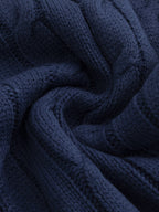 Cable Knit Cardigan Shawl Collar Men's Button-Up Sweater Navy Blue – Office, Casual, Smart Layering