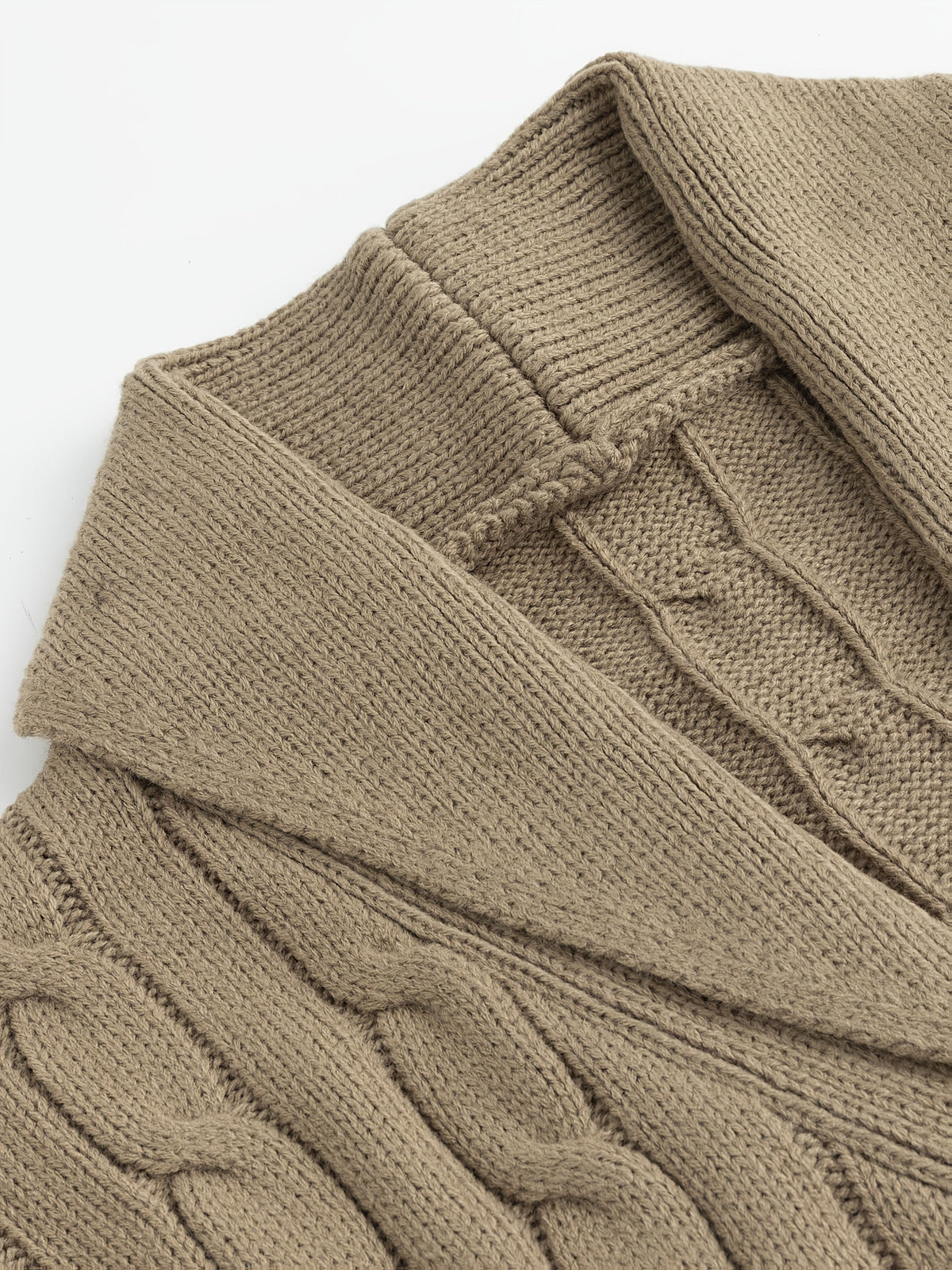Cable Knit Cardigan Shawl Collar Men's Button-Up Sweater Navy Blue – Office, Casual, Smart Layering