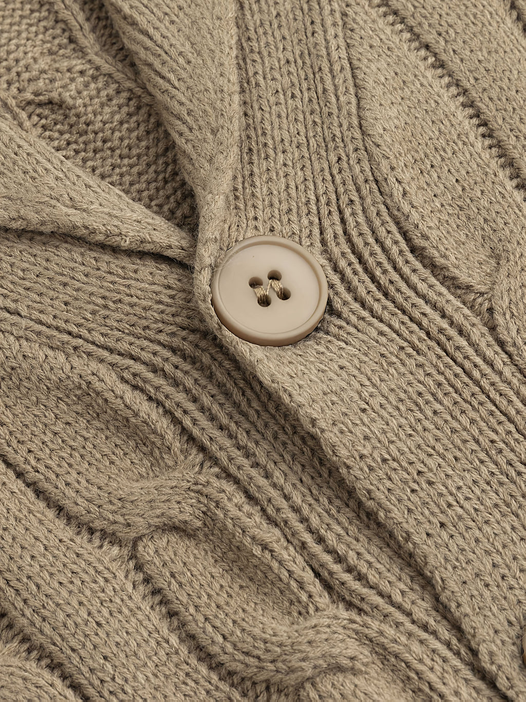 Cable Knit Cardigan Shawl Collar Men's Button-Up Sweater Navy Blue – Office, Casual, Smart Layering
