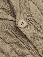 Cable Knit Cardigan Shawl Collar Men's Button-Up Sweater Navy Blue – Office, Casual, Smart Layering
