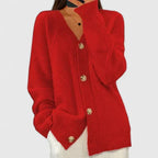 Cable Knit Cardigan Women's Beige V-Neck Button-Up Jumper – Casual, Office, Holiday Gift