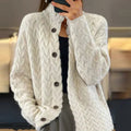 Cable Knit Cardigan Women's Cream Button-Up Sweater – Casual, Office, Holiday, Gift