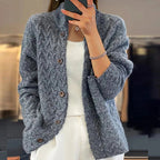 Cable Knit Cardigan Women's Cream Button-Up Sweater – Casual, Office, Holiday, Gift