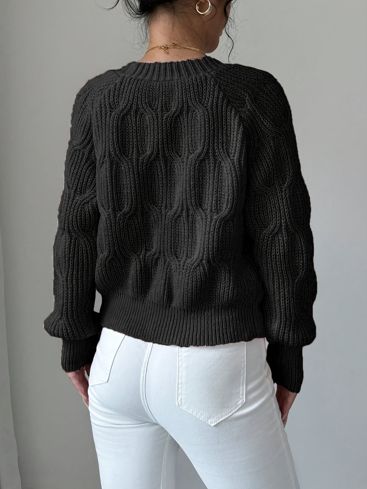 Cable Knit Cardigan Women's Pink Bow-Detail V-Neck Button-Up Sweater – Casual, Office, Holiday, Gift