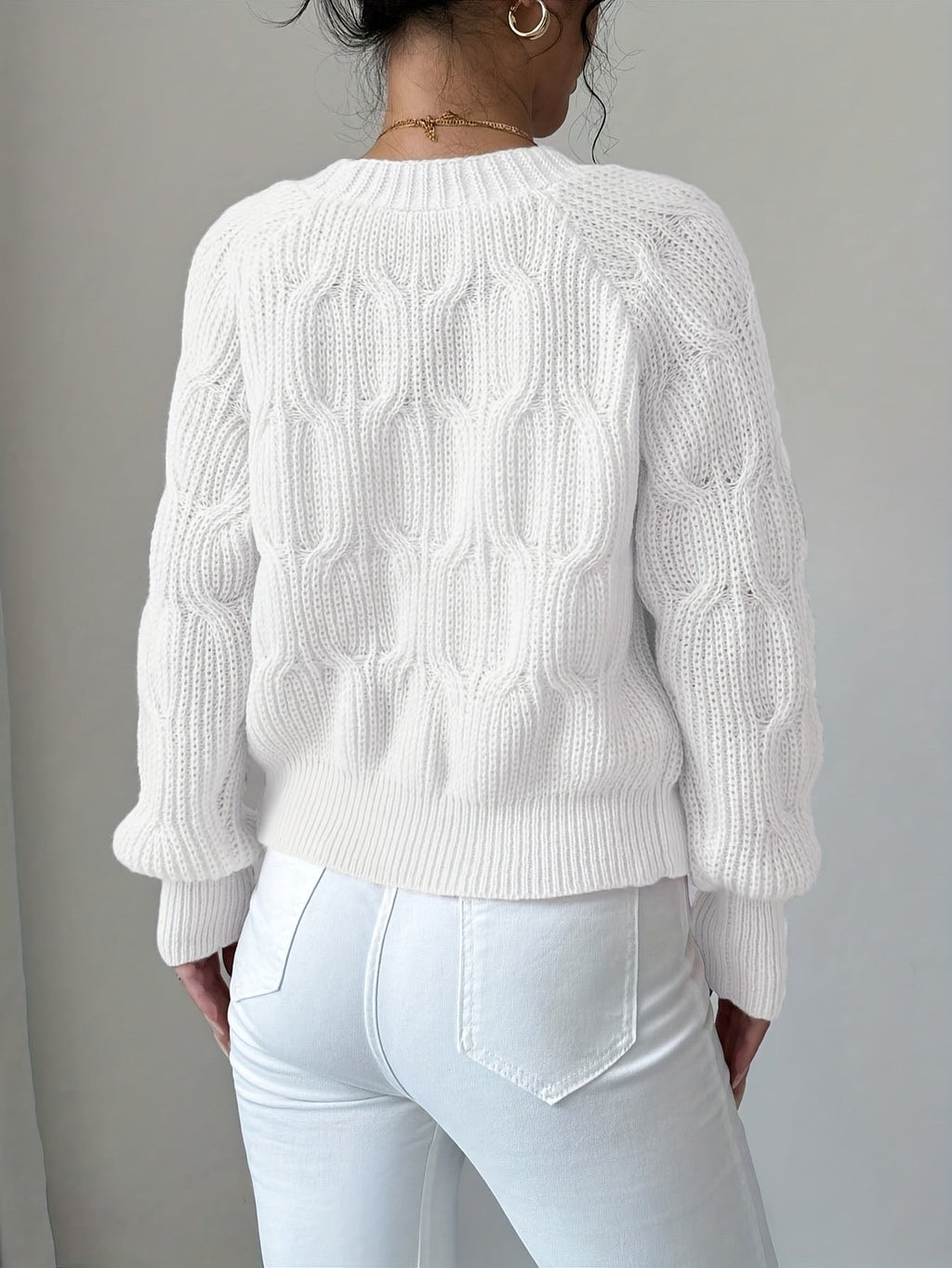 Cable Knit Cardigan Women's Pink Bow-Detail V-Neck Button-Up Sweater – Casual, Office, Holiday, Gift