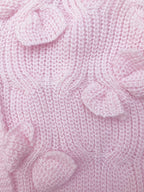 Cable Knit Cardigan Women's Pink Bow-Detail V-Neck Button-Up Sweater – Casual, Office, Holiday, Gift