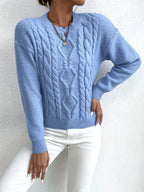 Cable Knit Jumper Pink Long Sleeve Women's Chunky Pullover – Casual, Office · Werune