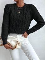 Cable Knit Jumper Pink Long Sleeve Women's Chunky Pullover – Casual, Office · Werune