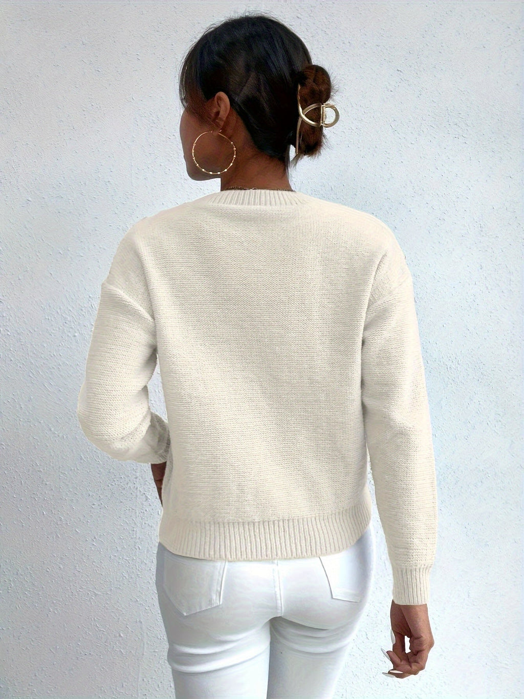Cable Knit Jumper Pink Long Sleeve Women's Chunky Pullover – Casual, Office · Werune