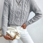 Cable Knit Jumper Pink Long Sleeve Women's Chunky Pullover – Casual, Office · Werune