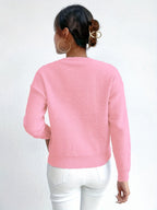 Cable Knit Jumper Pink Long Sleeve Women's Chunky Pullover – Casual, Office · Werune