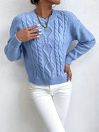 Cable Knit Jumper Pink Long Sleeve Women's Chunky Pullover – Casual, Office · Werune