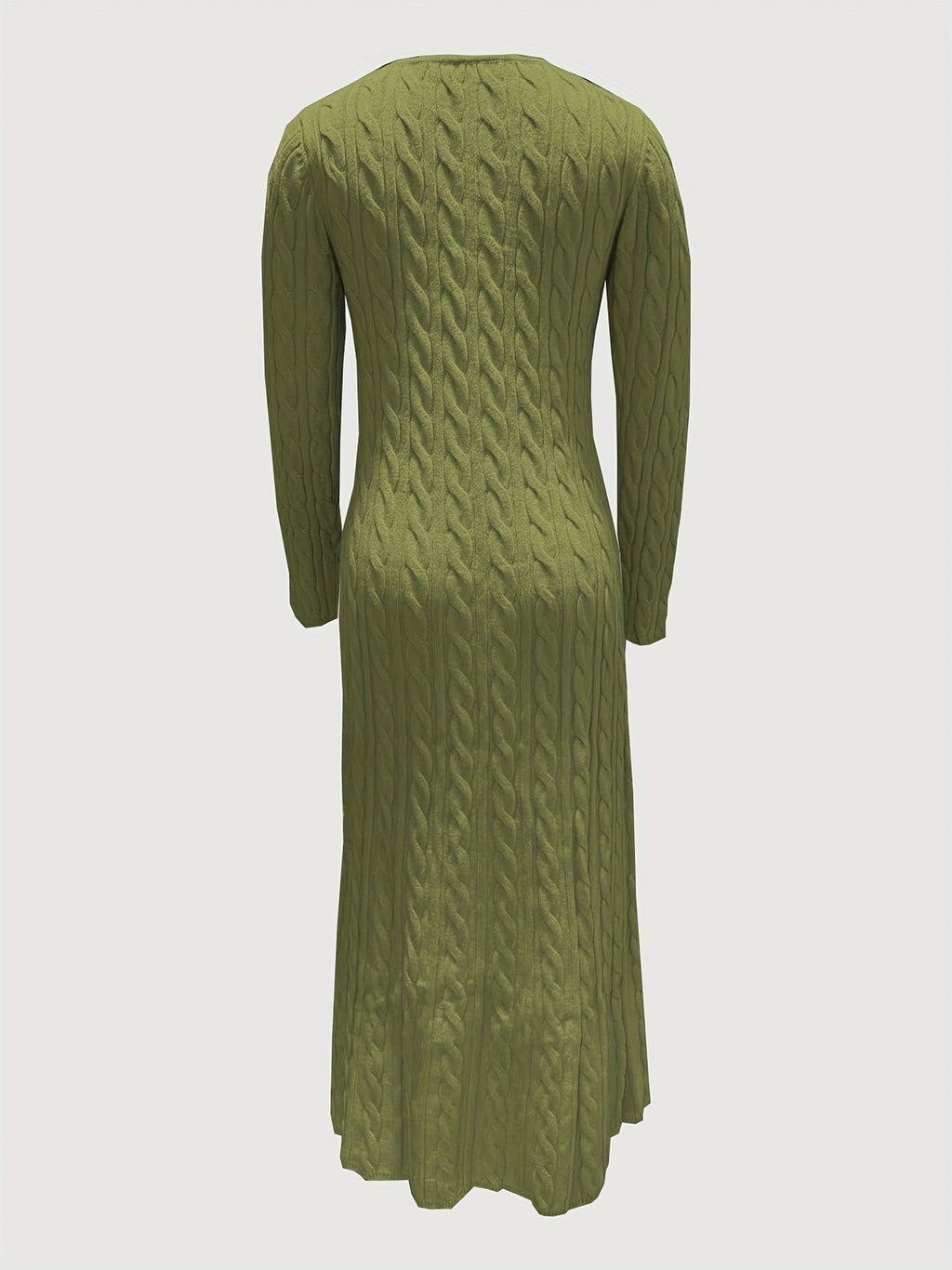 Cable-Knit Maxi Dress Long Sleeve Women's – Casual, Office, Holiday, Winter Layering