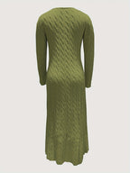 Cable-Knit Maxi Dress Long Sleeve Women's – Casual, Office, Holiday, Winter Layering