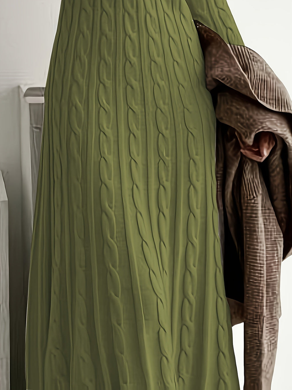 Cable-Knit Maxi Dress Long Sleeve Women's – Casual, Office, Holiday, Winter Layering