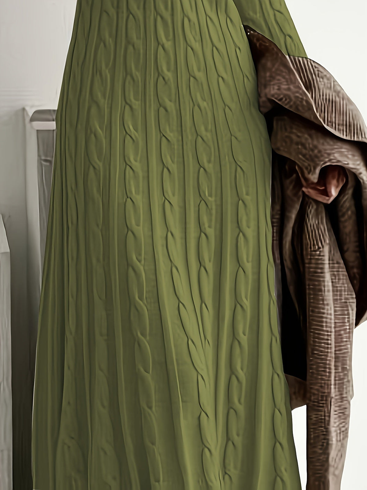 Cable-Knit Maxi Dress Long Sleeve Women's – Casual, Office, Holiday, Winter Layering