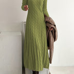 Cable-Knit Maxi Dress Long Sleeve Women's – Casual, Office, Holiday, Winter Layering