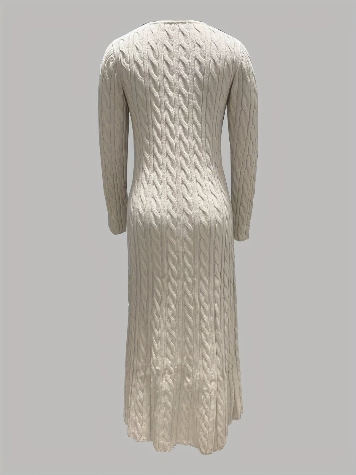 Cable-Knit Maxi Dress Long Sleeve Women's – Casual, Office, Holiday, Winter Layering