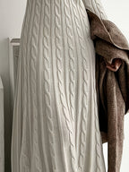 Cable-Knit Maxi Dress Long Sleeve Women's – Casual, Office, Holiday, Winter Layering