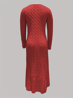 Cable-Knit Maxi Dress Long Sleeve Women's – Casual, Office, Holiday, Winter Layering