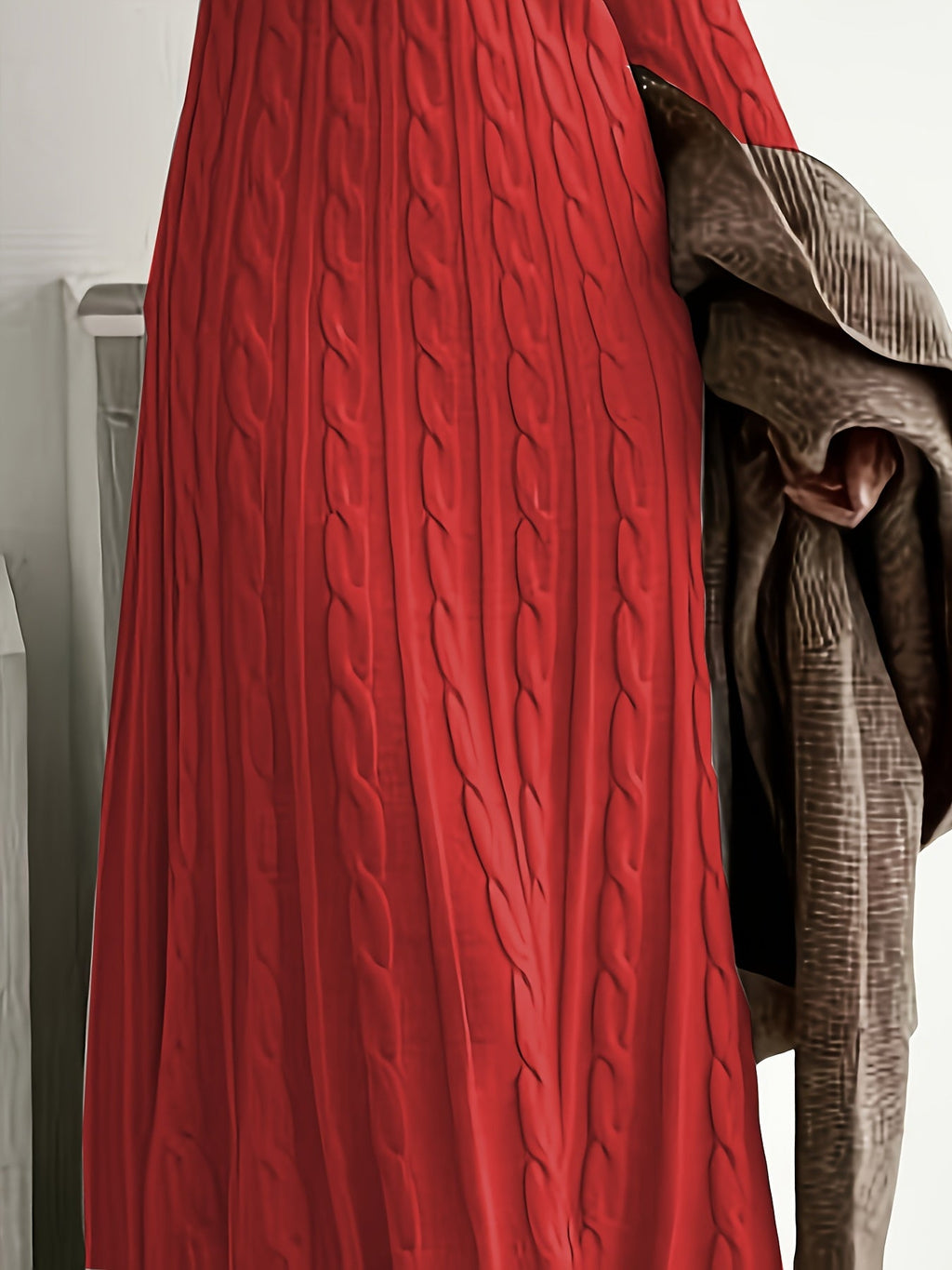 Cable-Knit Maxi Dress Long Sleeve Women's – Casual, Office, Holiday, Winter Layering